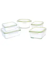 Kinetic GoGreen Glassworks 10pc Glass Food Storage Container Set