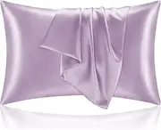 2 Pack Satin Standard Pillowcase 48X74cm, Soft Breathable Smooth Cooling Pillow Covers with Envelope Closure Purple