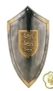 Medieval Warrior Steel Three Lions Shield of Richard The Lionheart