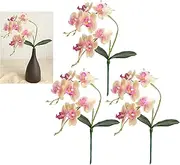 cn-Knight 3pcs Artificial Phalaenopsis Orchid,18 Inch Tropical Artificial Flower Butterfly Orchid with Leaves,Real Touch Moth Orchid for Wedding,Home Decor,Bonsai,Light Purple