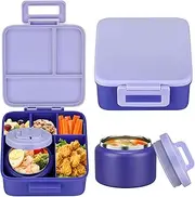 [MAISON HUIS] Kids Bento Lunch Box with 8oz Soup Thermo, Leakproof Lunch Containers with 5 Compartment, Thermo Insulated Hot Food Jar for School,Travel