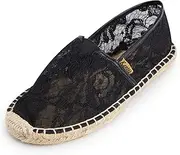 [Kentti] Women's Breathable Mesh Flat Lace Espadrilles, Black, 10 AU