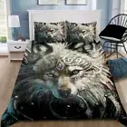 Quilt Duvet Doona Cover + Pillowcase Bedding Set - Wolf Dream Catcher