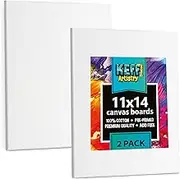 KEFF Canvas Boards for Painting - 11x14 2-Pack Art Paint Canvases - Bulk Canvas Panels Set - 100% Cotton Primed Painting Supplies for Acrylic, Oil, Watercolor & Tempera