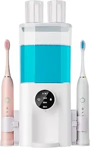 J.C&T Automatic Mouthwash Dispenser, 21.98 FlOz (650ML) Touchless Electric Wall-Mounted & Countertop, Rechargeable Mouth Wash Dispensers for Bathroom with Magnetic Cups for Kids & Adults, White