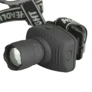 LED Headlamp Cree Q5 3 Watt Zoom 1000 Lumen 3 Mode 3AAA Torch Head Light Rubber