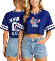 [Disney] Womens Baseball Jersey - Mickey Mouse Lightning McQueen Marie, Lilo and Stitch Womens Baseball Shirt (Sizes: S-XL)