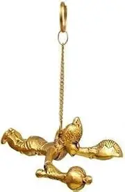 Generic Flying Lord Hanuman Hanging Idol for Car Decoration Decorative Showpiece in Metal (Golden Colour) (Pack of 1), Hanuman Ji for Home/Temple, Standard