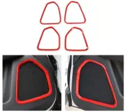 4pcs Interior Car Door Speaker Cover Trim Decor Frame for Jeep Compass 2017+ Red (for: Jeep)