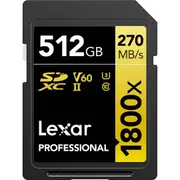 Lexar 512GB Professional 1800x UHS-II SDXC Memory Card GOLD Series