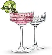 Luminthra 10 oz Ribbed Martini Glasses, Set of 2 - Classic Vintage Cocktail Glassware for Elegant Gatherings (Set of 2)