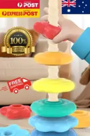 Montessori Baby Rotating Rainbow Tower – Stacking Puzzle Toy for Early Learning