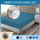 2Set 1800TC Ultra Soft Fitted Sheet Set Pillowcases Single/Double/Queen/King Bed