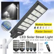 LED Street Light Solar Power w/ Pole Remote Control PIR Sensor Waterproof Garden