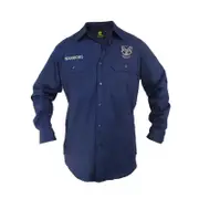 New Zealand NZ Warriors NRL Button up Work Shirt Long Sleeve Navy