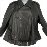 Nasty Gal Plus Size Leather Biker Jacket in Black Size 14