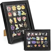 tutata Enamel Pin Display Frame, 7x9 Shadow Box for Wall and Tabletop Display, Collection Holder Disney Pins, Black (LK06)