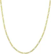 [JewelryWeb] Yellow Gold 2.85mm Light Figaro Chain Necklace Lobster Lock Closure - 56 Centimeters