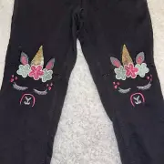 VIGOSS girls SZ 4T skinny black pants with Sequined Unicorn NWT *O*