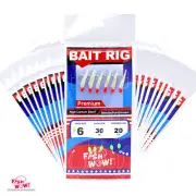 20pks Size 6 Fish WOW! Sabiki Bait Rig Premium Piscatore Fish Skin Glow Beads