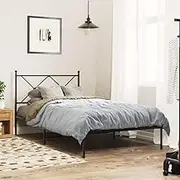 Metal Bed Frame Without Mattress with Headboard Black 107x203 cm King Single Furniture Bedroom