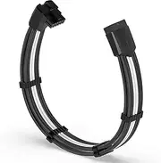 EZDIY-FAB 90° Angled GPU Sleeved Cable Extension, 16pin (12+4) 12VHPWR PCIe 5.0 Male to Female Connector for RTX4070Ti Super, 4080 Super, 4090-16AWG, with Cable Combs - Black White