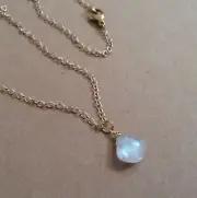New Sundance Charm Artisan Handmade Gold Plated Necklace Natural Moonstone