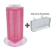 Azar Displays Revolving Base Pegboard Tower with 16-Gift Pockets Styrene Pink