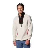 COLUMBIA MEN'S SEQUOIA GROVE HALF ZIP FLEECE DARK STONE/BLACK/SPICY PULLS - S