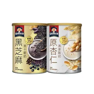 【QUAKER 桂格】黑白穀奶系列390g-口味任選(黑芝麻黑十穀奶/原杏仁燕麥穀奶)