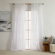 Washed Linen White Sheer Curtain Pair [MUSBLINEN21A]