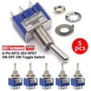 5Pcs 6-Pin MTS-203 DPDT ON-OFF-ON Toggle Switch 6A 125V/3A 250V