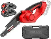 Cordless Electric Chainsaw 8 Inch, Battery Operated Cordless Electric Chainsaw With 2 Batteries, Brushless High Power Chainsaw For Tree Pruning Wood Cutting