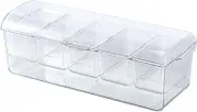 Ice Chilled Server Container – Acrylic Dip Tray with Compartments, Cold Food Holder | Condiment Station for Events, Salad Bar Server for Parties, Clear Ice Tray for Picnic or BBQ Table Setup