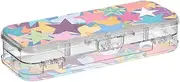 Yoogain Colorful Cartoon Stars Are Fashion Plastic Pencil Box Clear Double Layer Pens Storage Case For Craft Art With Snap Lid