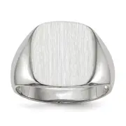 14k White Gold 14.5mm x 14.5mm Open Back Men's Signet Ring
