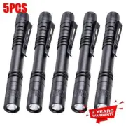 5Pcs LED Flashlight Clip Mini Light Penlight Pocket Portable Pen Torch Lamp