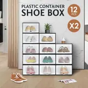 24PCS Plastic Shoe Display Cases Stackable Storage Organiser Box White