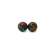 6mm Simulated Black Opal Titanium Hypoallergenic Stud Earrings
