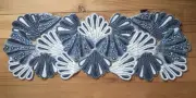Nicole Miller Beaded Blue White Seashell Table Runner Centerpiece Shells Beach