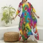 Aloha Muumuu kaftan Dress Festival Caftan Doves Hippie Tie Dye Tropical Hawaiian