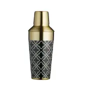 BarCraft Art Deco Stainless Steel 650ml Cocktail Shaker Martini Mixer Black/Gold
