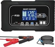20-Amp Smart Battery Charger for Lithium LiFePO4 & Lead-Acid (AGM/Gel/SLA) Batteries – 12V/20A & 24V/10A Trickle Charger Maintainer for Car, Boat, Motorcycle, Lawn Mower, and Golf Cart