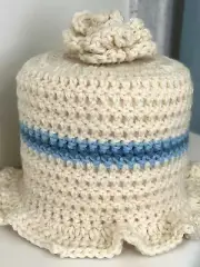 Toilet Paper Cover-Light Tan w/ Blue