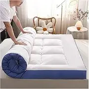 Japanese futon Mattress, Floor mat, Folding Mattress, Portable Camping mat, Easy to Store, Breathable(Weiß+Blau,180 * 200cm)