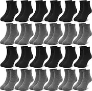[ZERULETS] 24 Pairs Children's Boys Girls Socks Black White Grey Children's Crew School Socks Boys Sportscoken 20-23 23-27 27-30 31-34 35-38 for 1-14 Years
