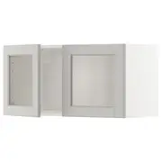 METOD wall cabinet with 2 glass doors, white/Lerhyttan light grey, 80x37x40 cm