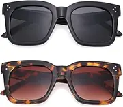 [Bouryo] Retro Oversized Square Sunglasses for Women Flat Lens Sun Glasses Gradient Shades UV400