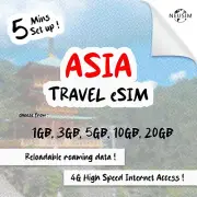 NeuSIM Asia eSIM 1-3GB Data - 10 Destinations | Same Day DELIVERY!