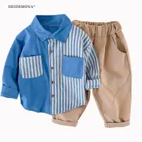 在飛比找蝦皮商城優惠-外貿童裝男童秋季套裝兒童衣服洋氣一歲男寶寶春秋長袖襯衫兩件套